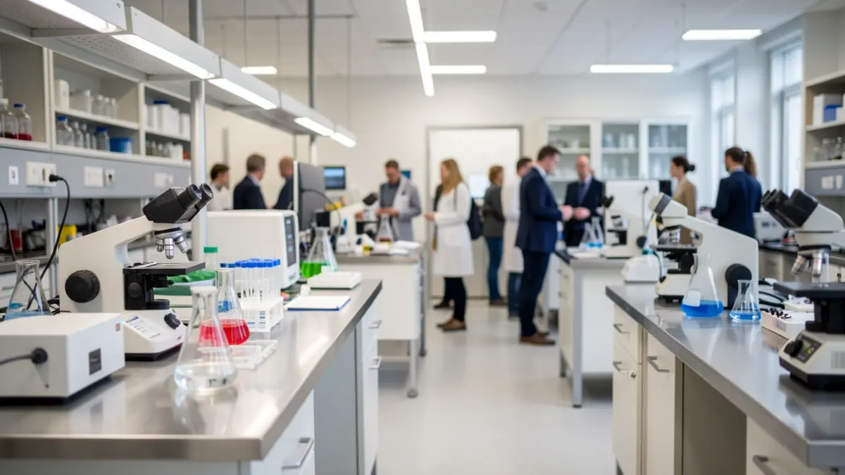 Imagen genérica de un laboratorio de investigación universitaria con equipamiento tecnológico.