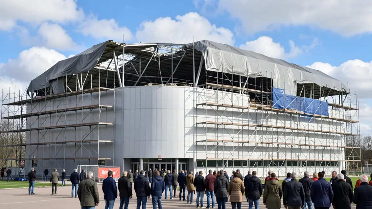 Imagen genérica de obras de reparación en un polideportivo.