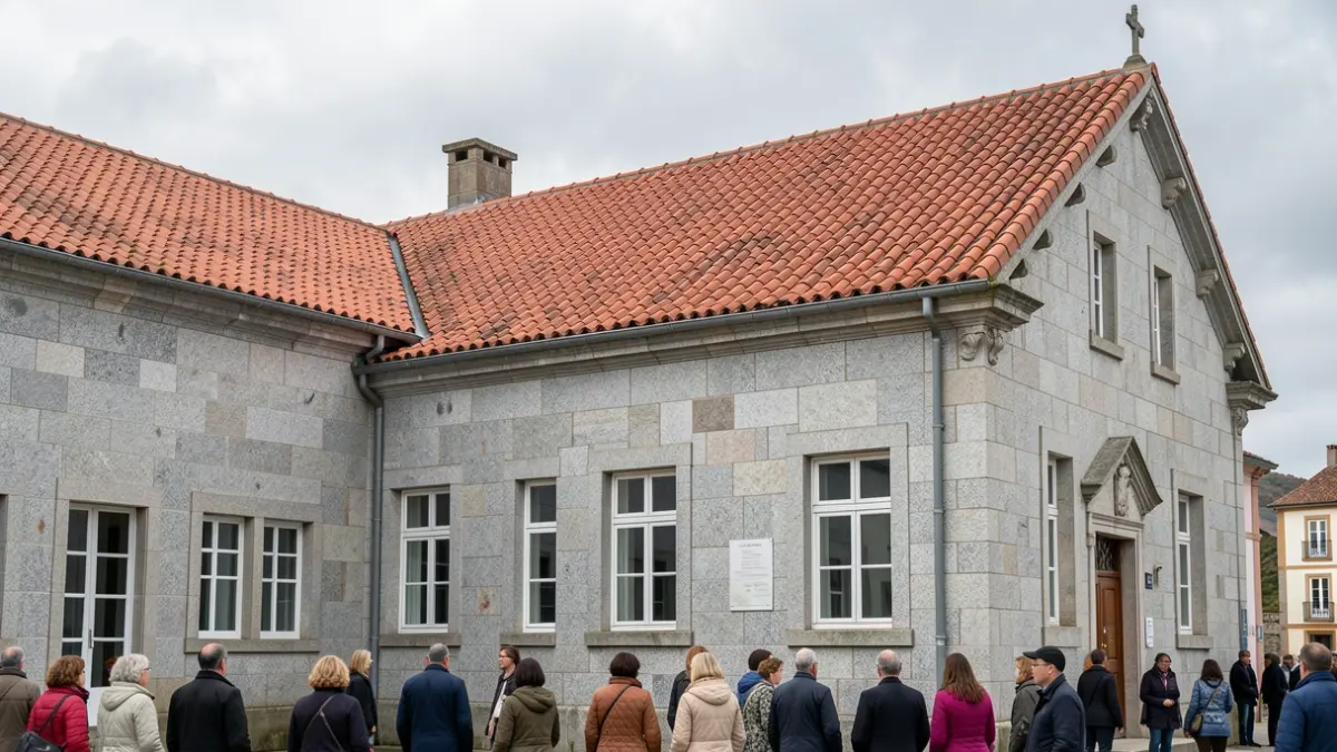 Imagen genérica de un colegio gallego con tejado renovado.