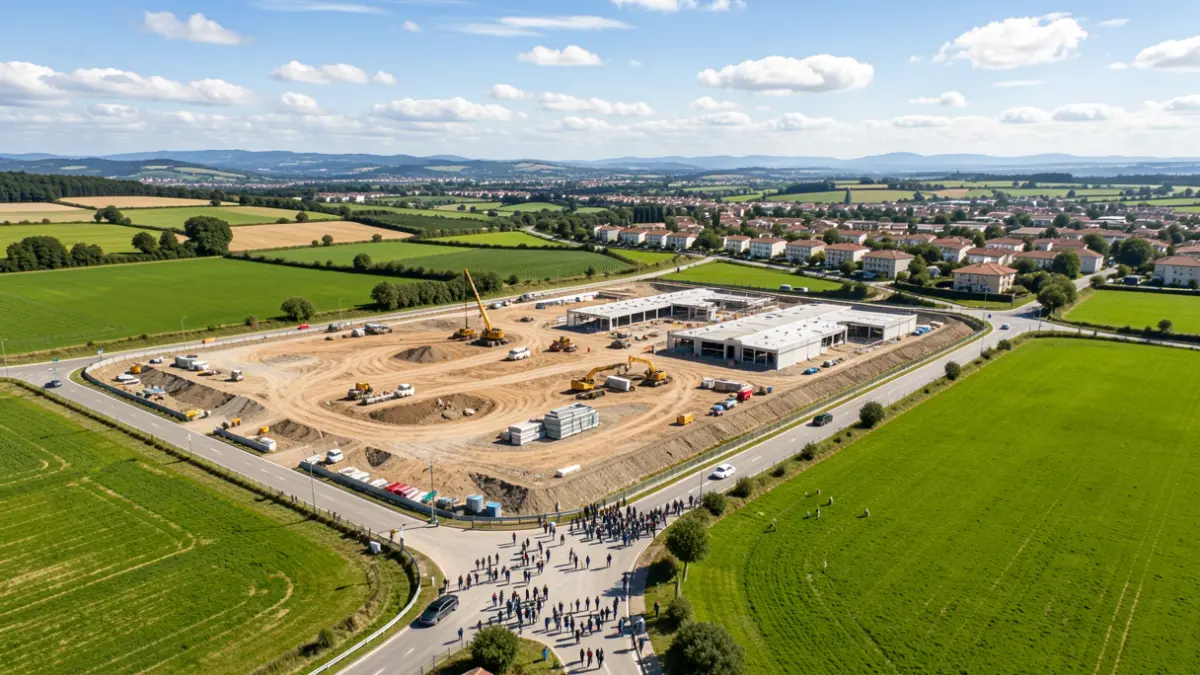 Vista aérea de un proyecto de desarrollo urbanístico en Galicia.