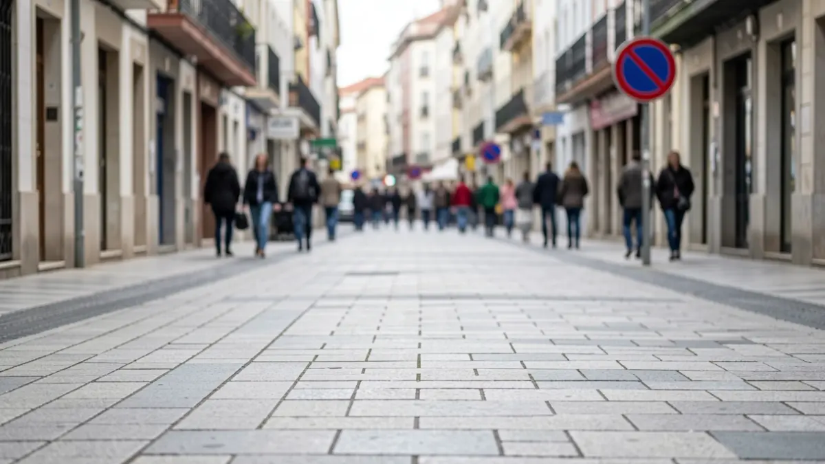 Imagen genérica de una calle urbana con pavimento de piedra.