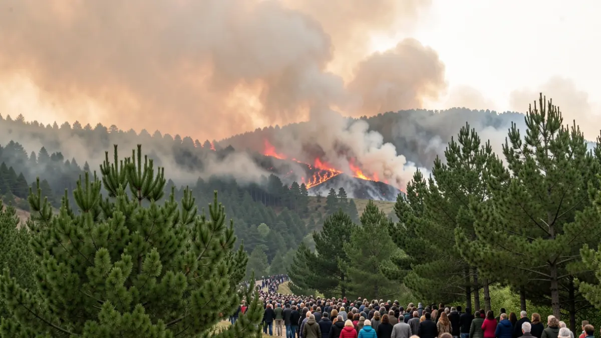 Imaxe xenérica dun incendio forestal en Galicia.