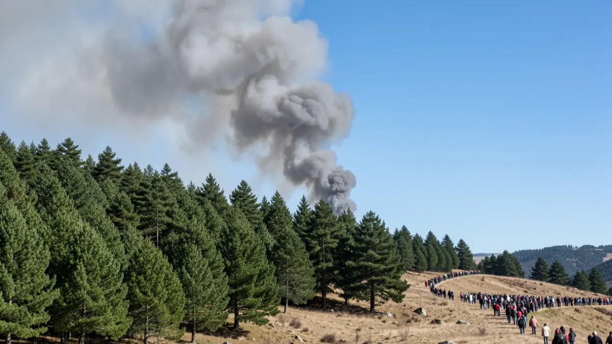 Imagen genérica de una columna de humo sobre un monte gallego.