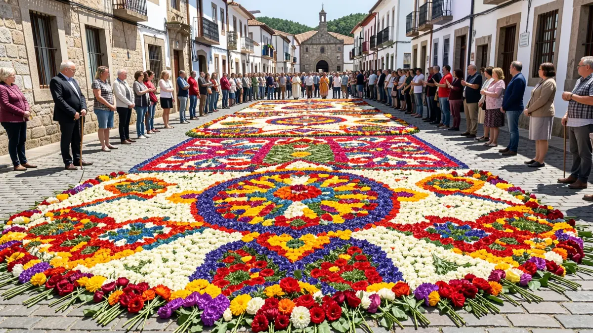 Imagen genérica de alfombras florales tradicionales en Arteixo.