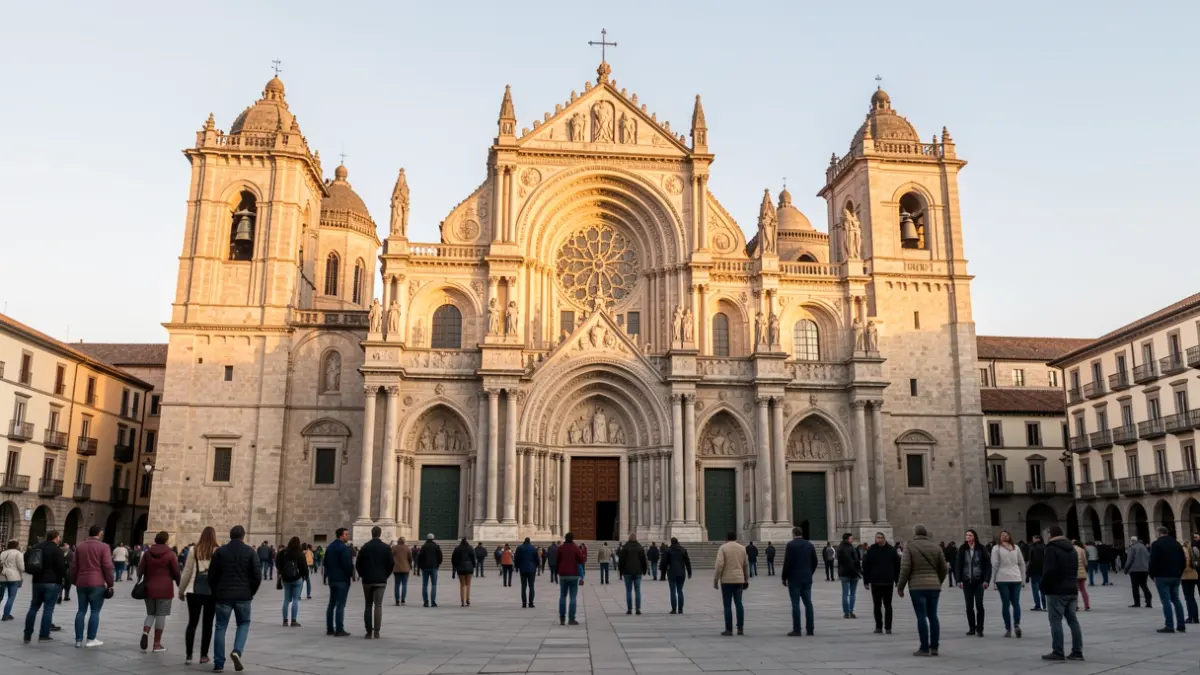 Imaxe xenérica da Catedral de Santiago de Compostela e a Praza do Obradoiro.