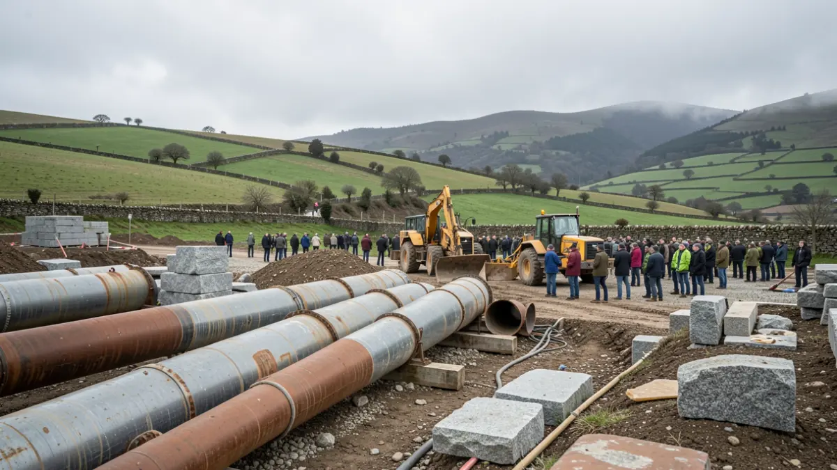 Imaxe xenérica de obra en contorno rural galego con maquinaria.