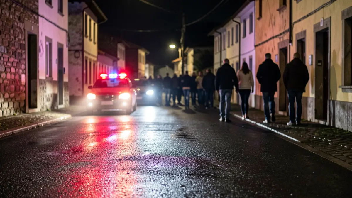 Imagen genérica de luces de emergencia reflejando en un asfalto mojado por la noche.