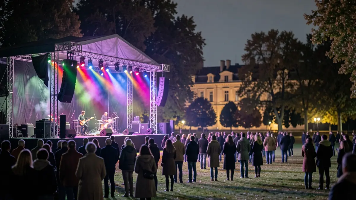 Imagen genérica de un escenario de concierto al aire libre por la noche.