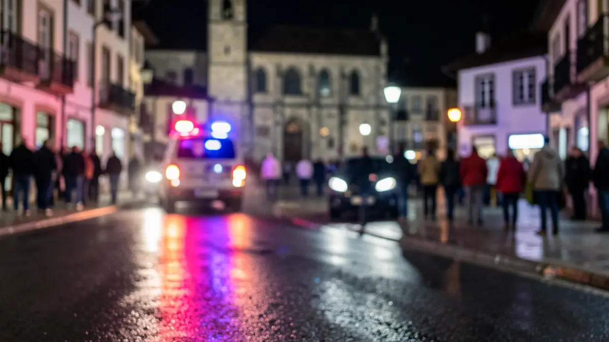 Imagen genérica de luces de emergencia reflejadas en un asfalto mojado por la noche.
