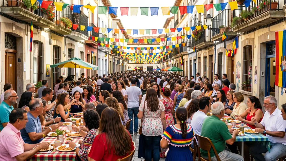 Imagen genérica de una fiesta popular con gente disfrutando de la música y la comida.