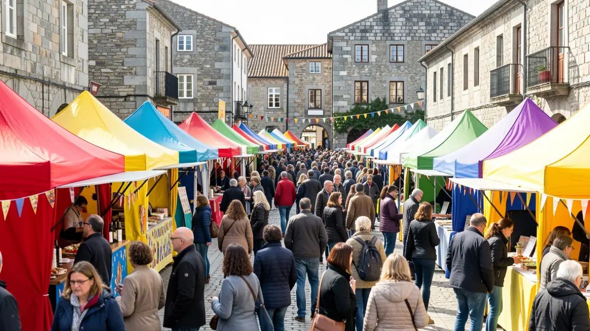 Imaxe xenérica de carpas de festa instaladas nun recinto feiral en Galicia.