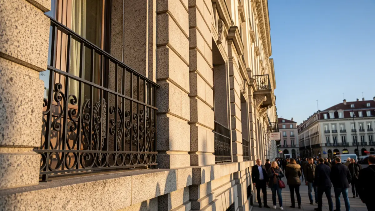 Imagen genérica de un edificio institucional de Galicia con arquitectura de granito.