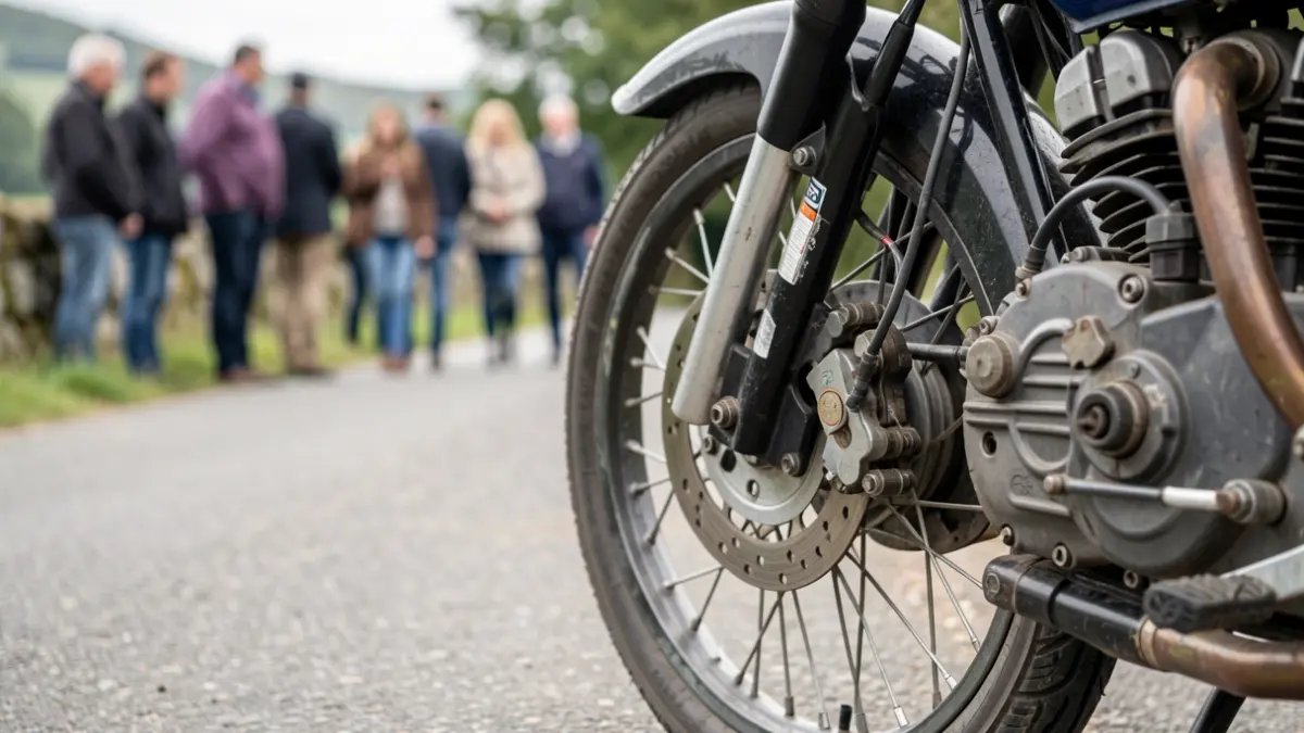 Primer plano de un ciclomotor trucado en Galicia.