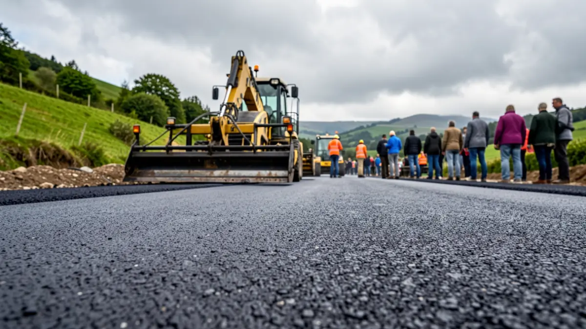 Imagen genérica de obras de pavimentación en Galicia.