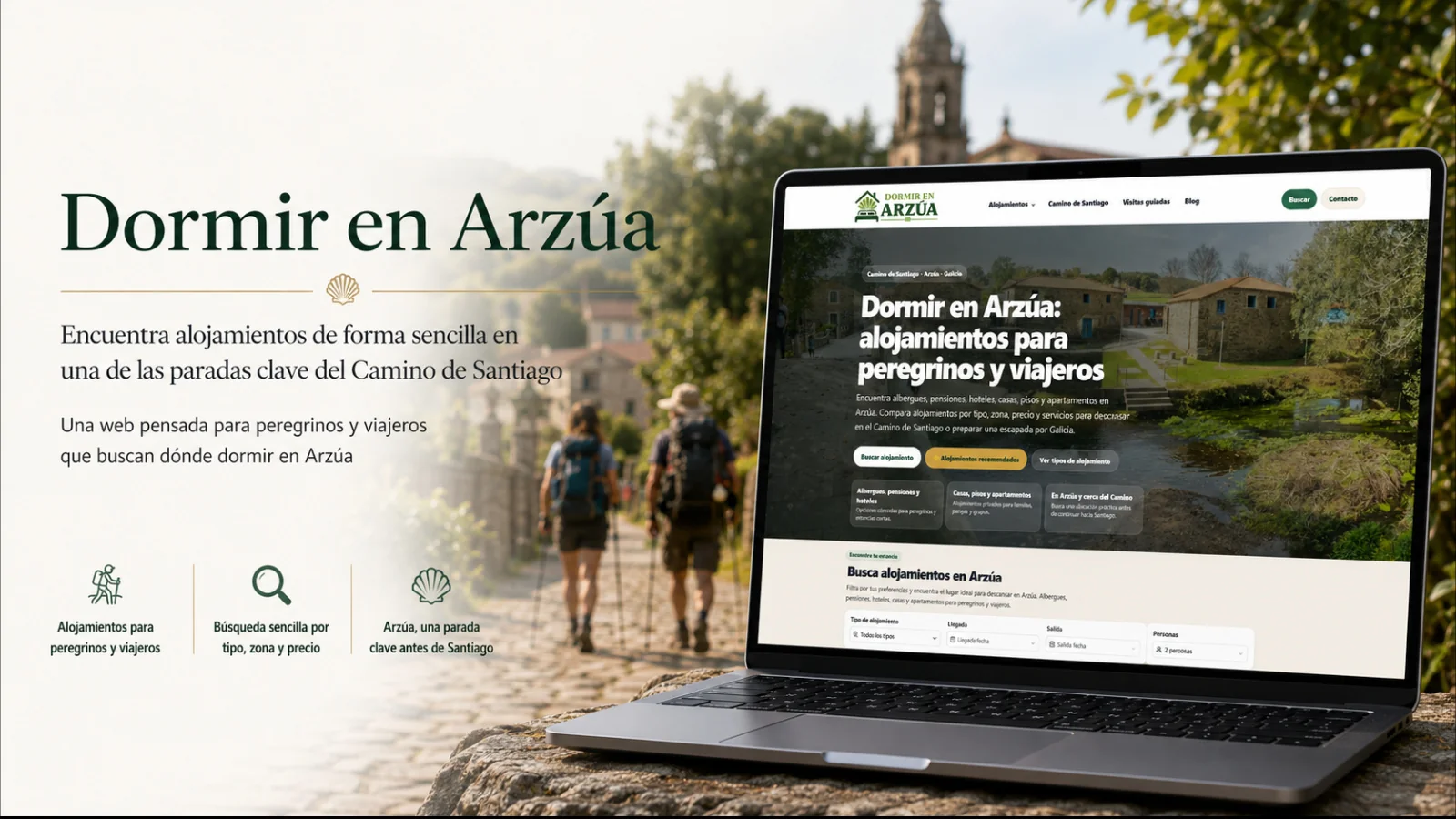 DormirenArzua.com facilita a busca de aloxamento a peregrinos e viaxeiros en Arzúa