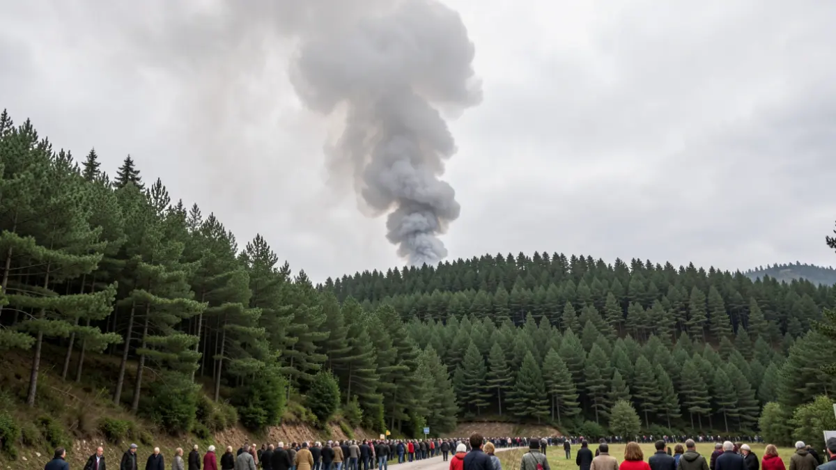 Imaxe xenérica de fume dun incendio forestal nun monte galego.