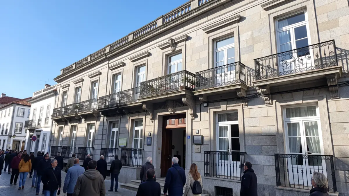 Imagen genérica de un edificio institucional de Galicia con arquitectura de granito.