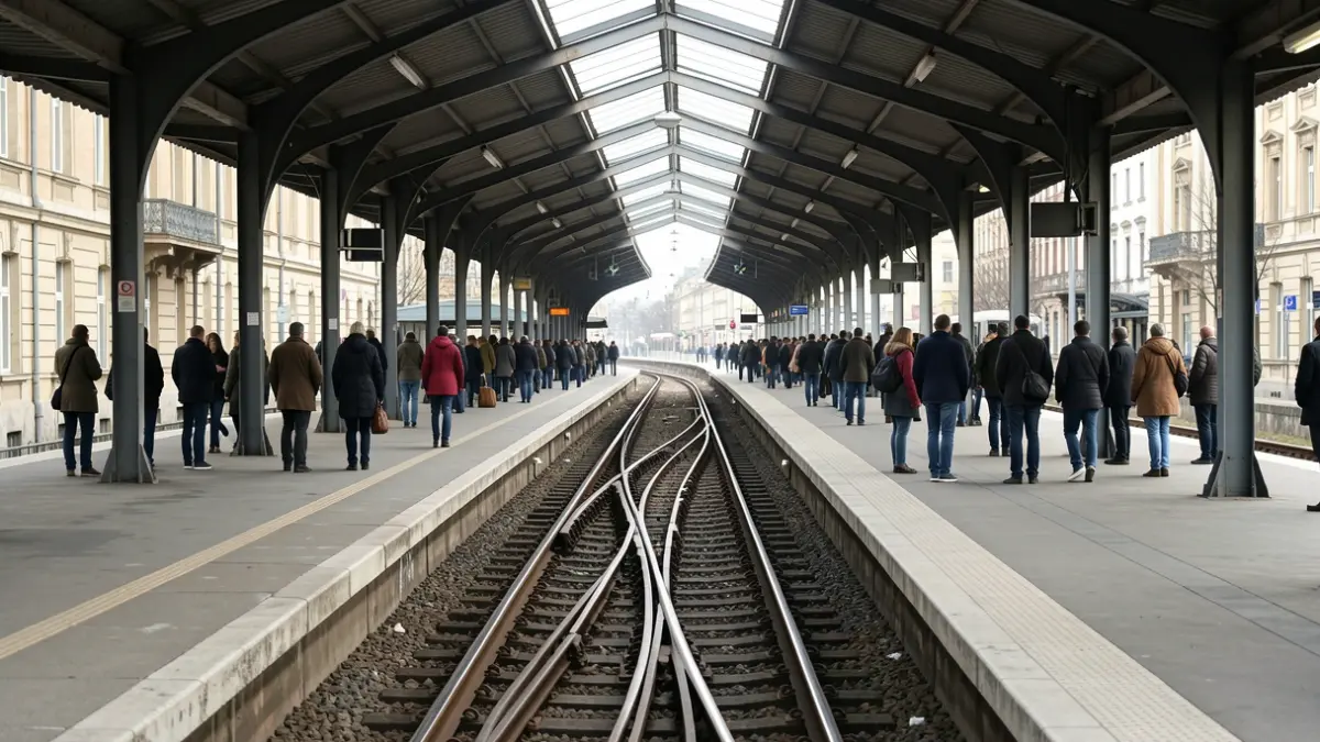 Imagen genérica de una infraestructura ferroviaria con vías y andén.