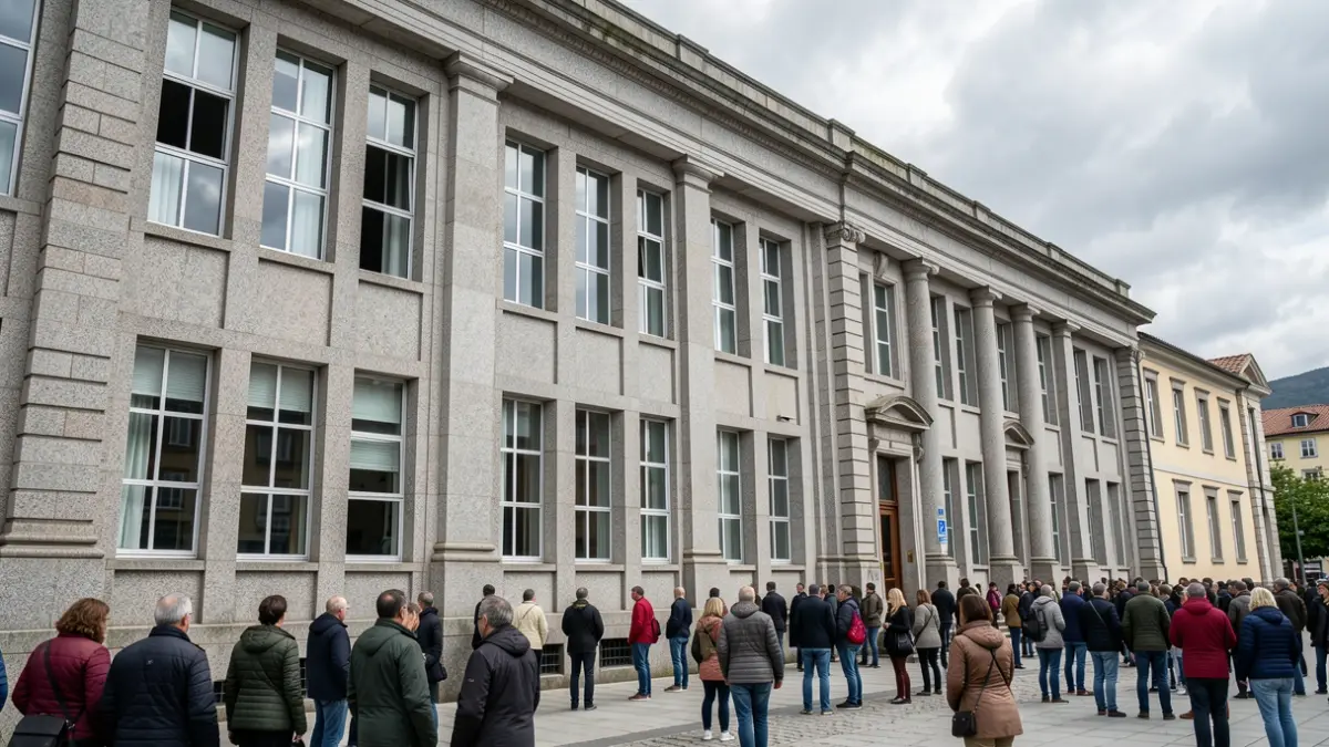 Imaxe xenérica dun edificio universitario de Galicia con fachada de pedra granítica e grandes ventás.