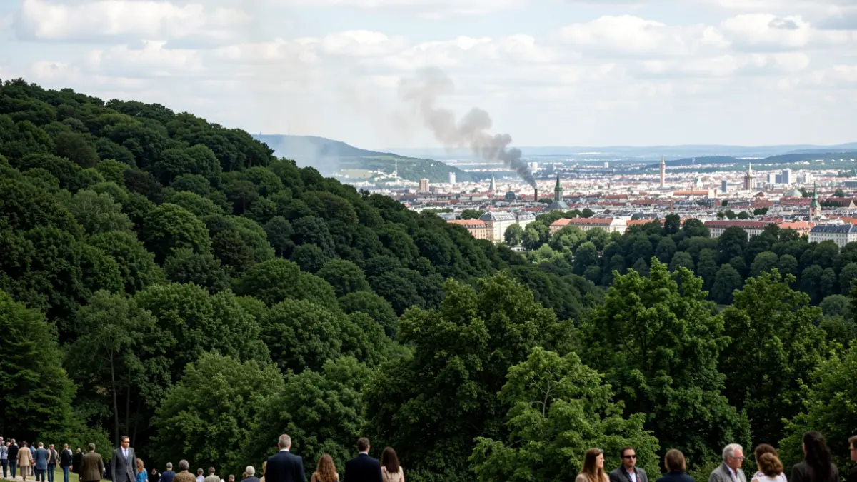 Imaxe xenérica de monte con fume á distancia.