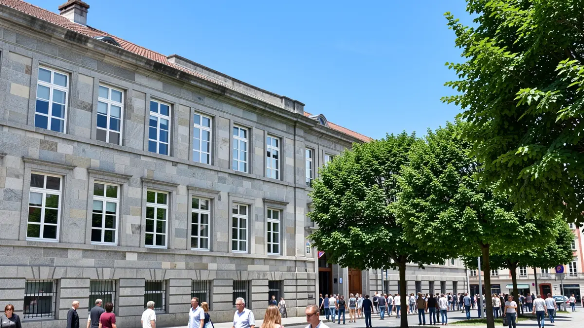 Imagen genérica de un centro educativo gallego con arquitectura de granito.