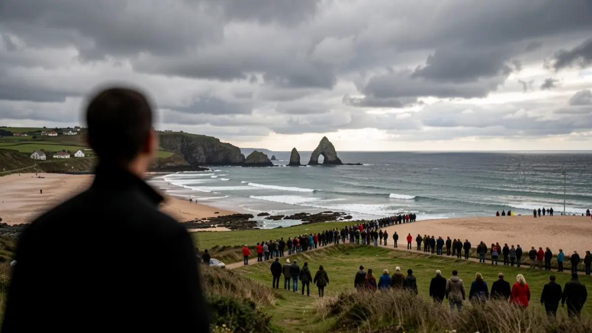 Imagen genérica de Galicia con la playa de As Catedrais y un cielo nublado, indicando riesgo de incendios.