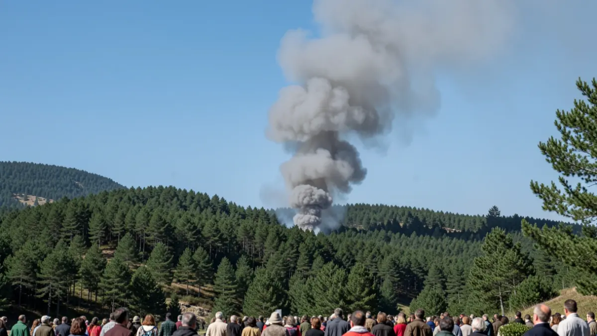 Imaxe xenérica de fume dun incendio forestal nun monte galego.