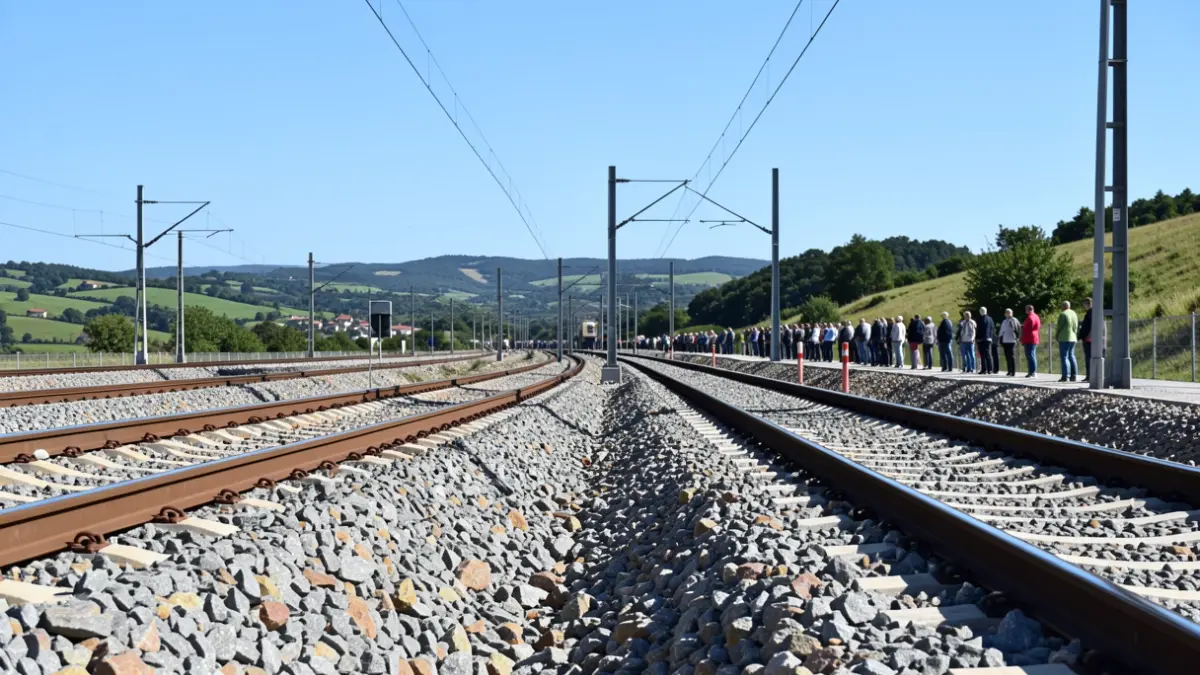 Imaxe xenérica de vías de tren de alta velocidade en Galicia.