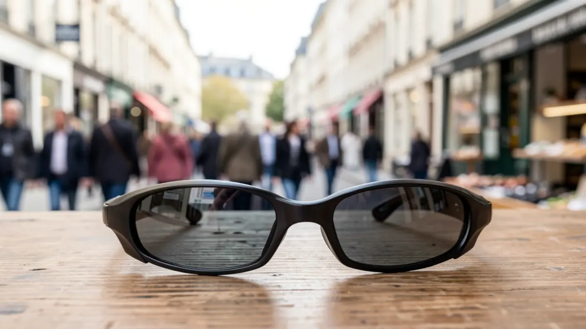 Gafas de protección solar sobre un mostrador de tenda.