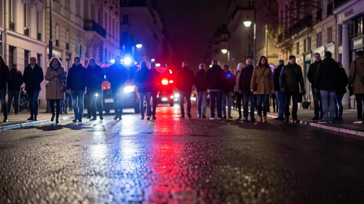Imagen genérica de luces de emergencia policiales reflejadas en el asfalto.