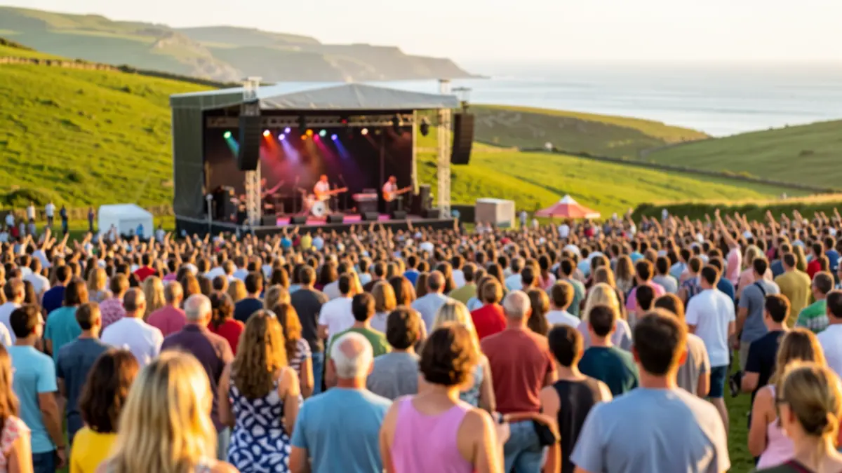 Imagen genérica de un festival de música al aire libre en Galicia con público y escenario.