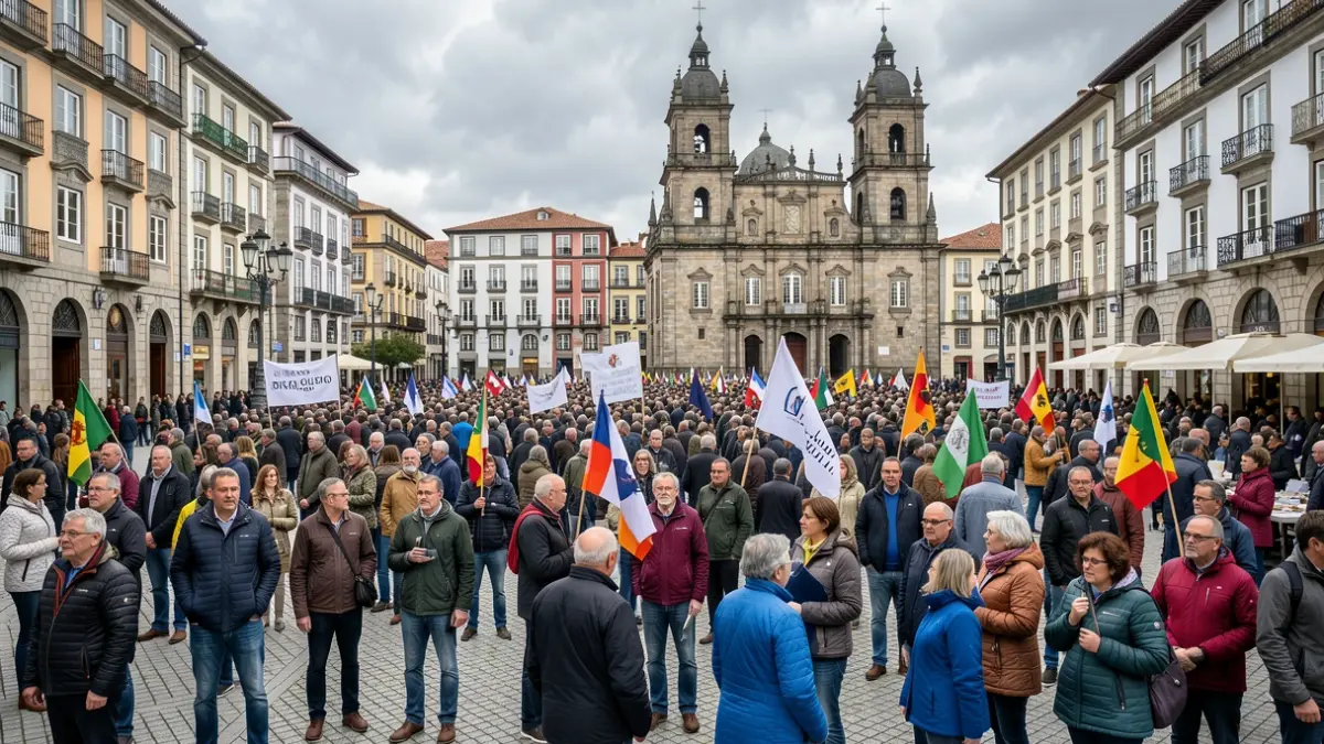 Imaxe xenérica dunha manifestación en Santiago de Compostela.