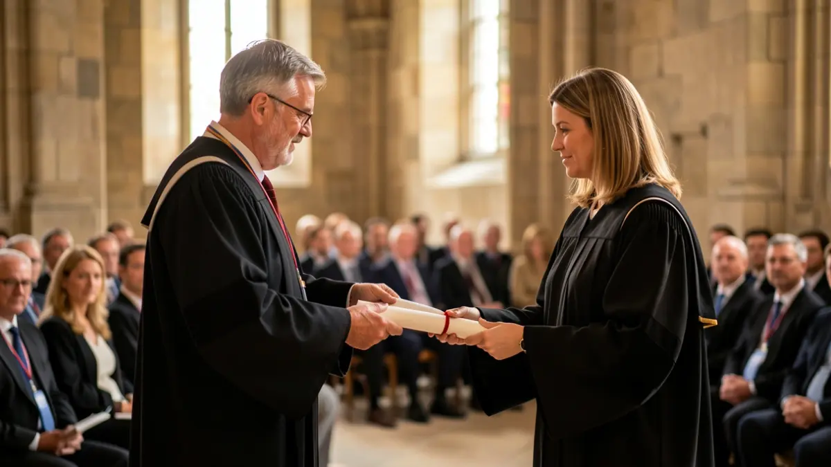 Imaxe xenérica dunha cerimonia académica de investidura de doutores honoris causa.