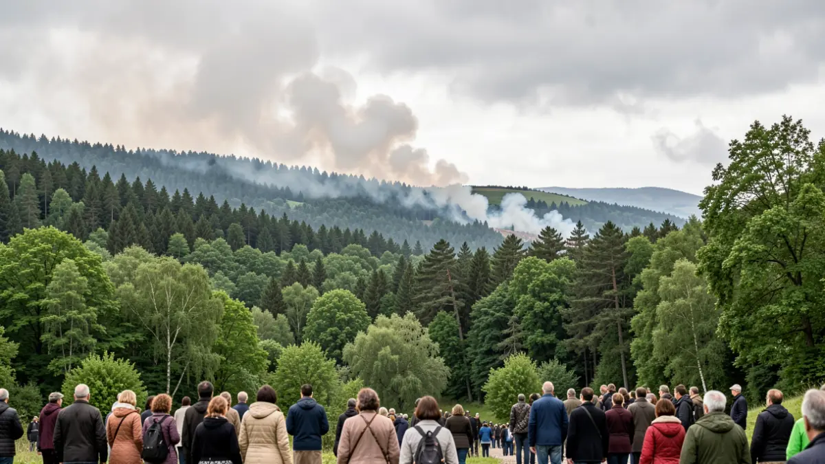 Imagen genérica de humo ascendiendo en un paisaje forestal de Galicia.
