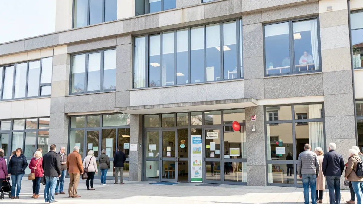 Imaxe xenérica dun edificio público moderno con detalles de granito en Galicia.