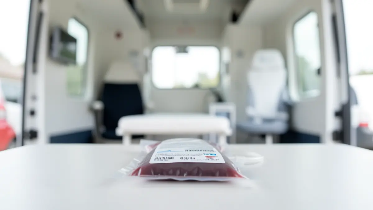 Imagen genérica de una bolsa de donación de sangre en un entorno sanitario.