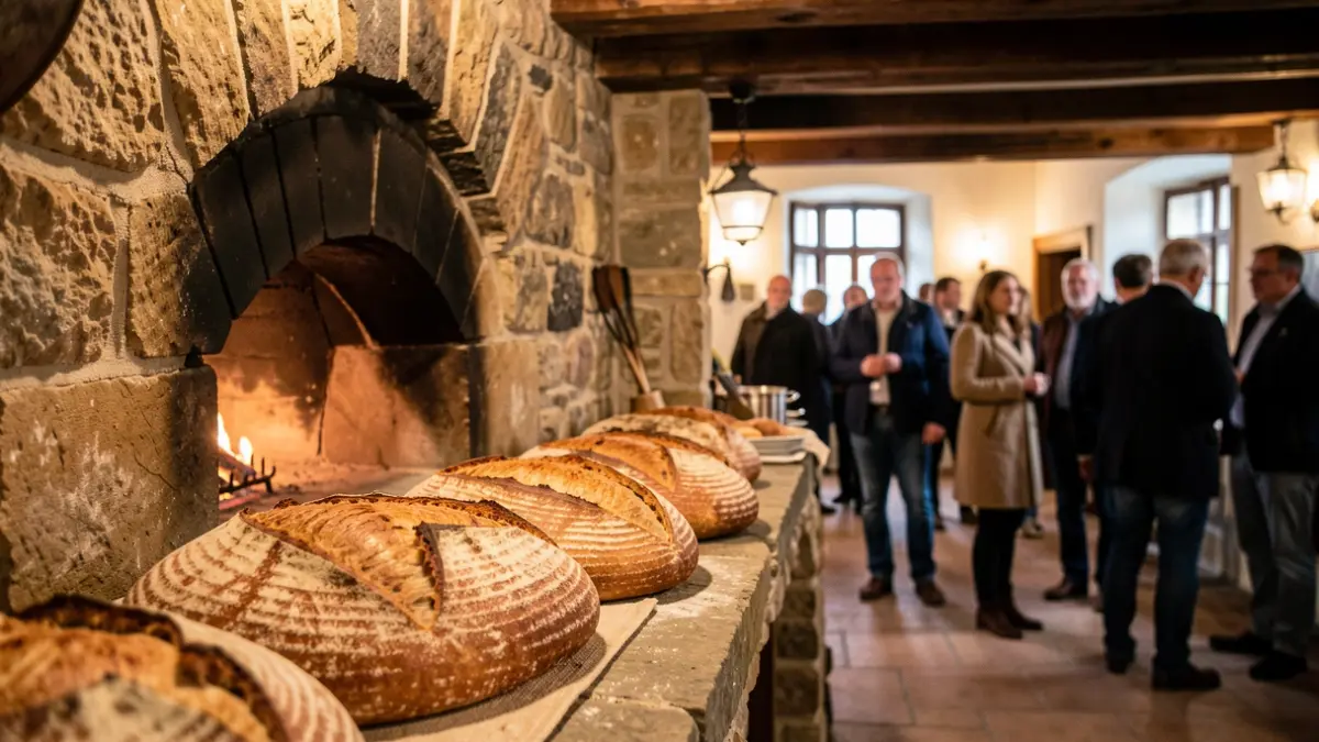 Imaxe dun forno tradicional con pezas de Pan de Cea.