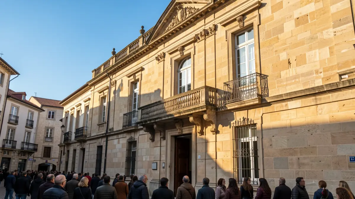 Imaxe xenérica dun concello galego de pedra con balcón ornamentado.
