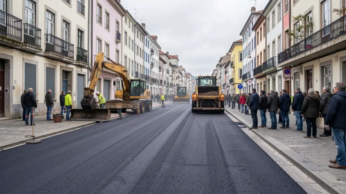 Imagen genérica de obras de asfaltado en la calle.