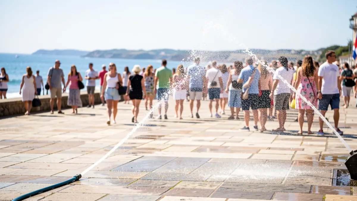 Imaxe dun paseo marítimo durante unha xornada solidaria ao aire libre.