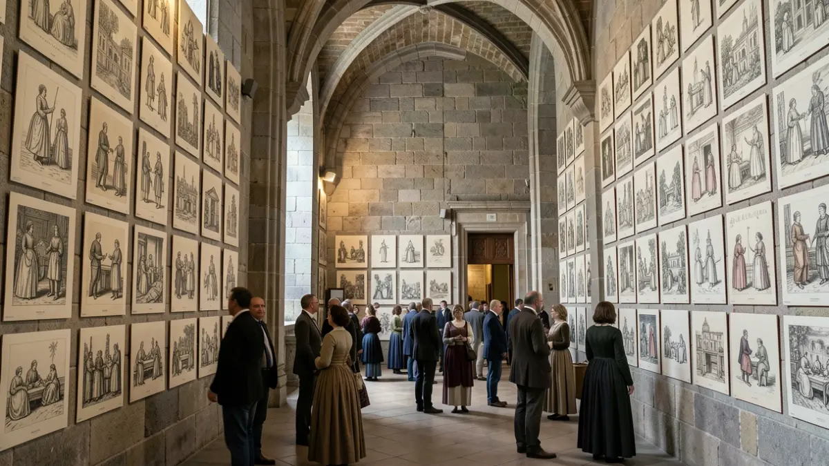 Imagen de un Pazo provincial gallego con ilustraciones de 'Rosalía Ilustrada'.