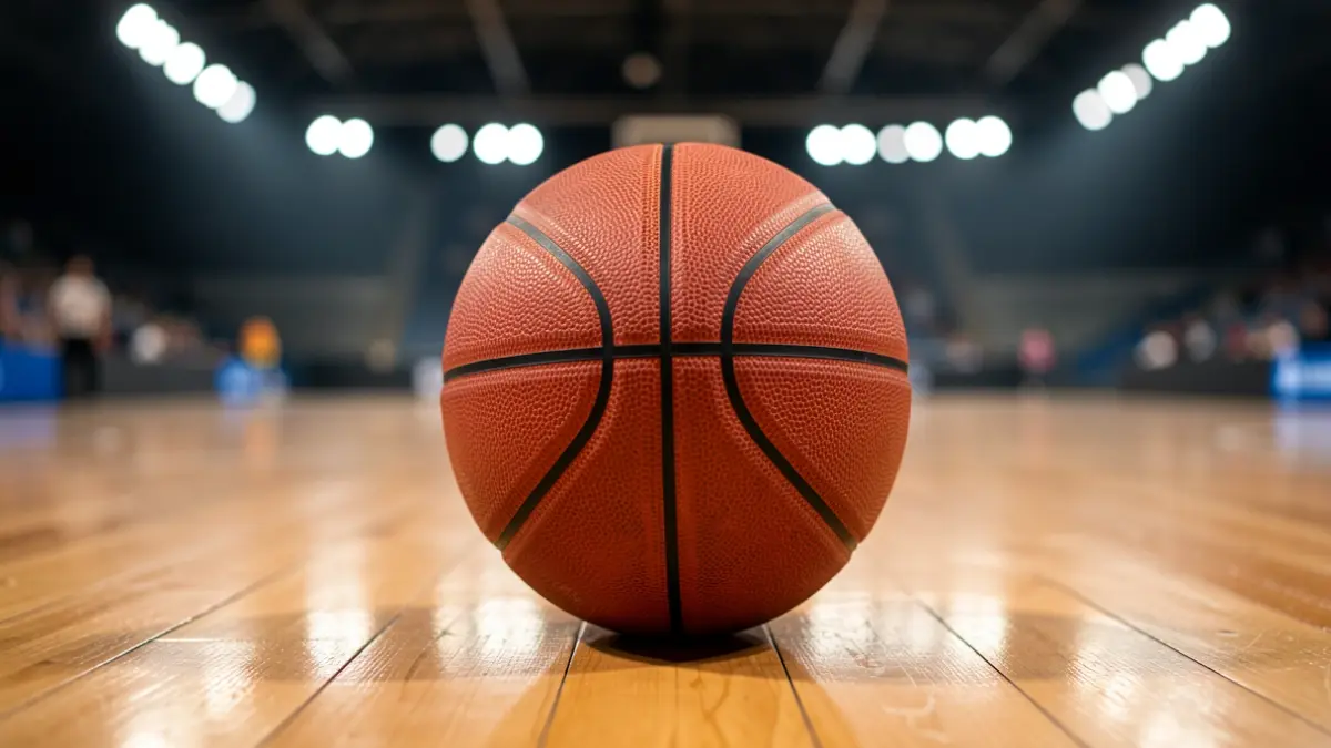 Imagen genérica de un balón de baloncesto sobre una pista.