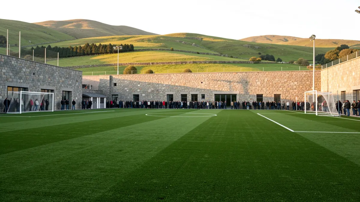 Imaxe xenérica dun campo de fútbol de céspede sintético en Galicia.