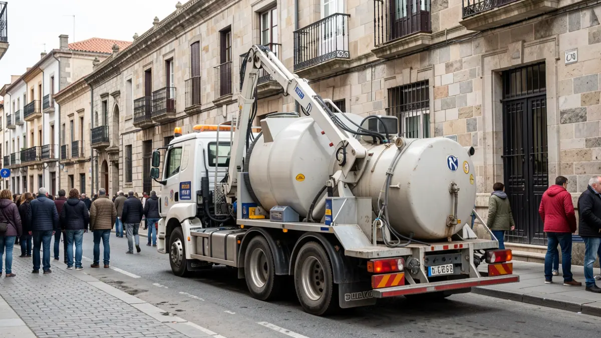 Camión especializado para la limpieza de contenedores de residuos en Pontevedra.