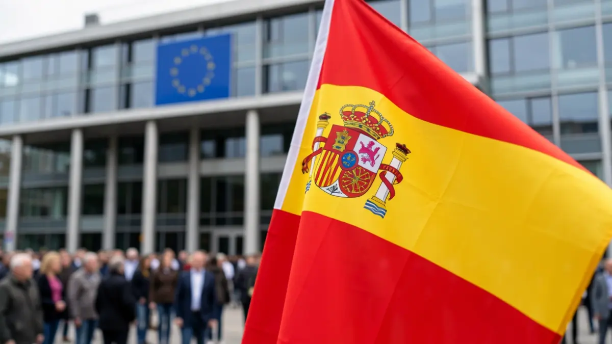 Imagen genérica de banderas europeas y edificios institucionales.