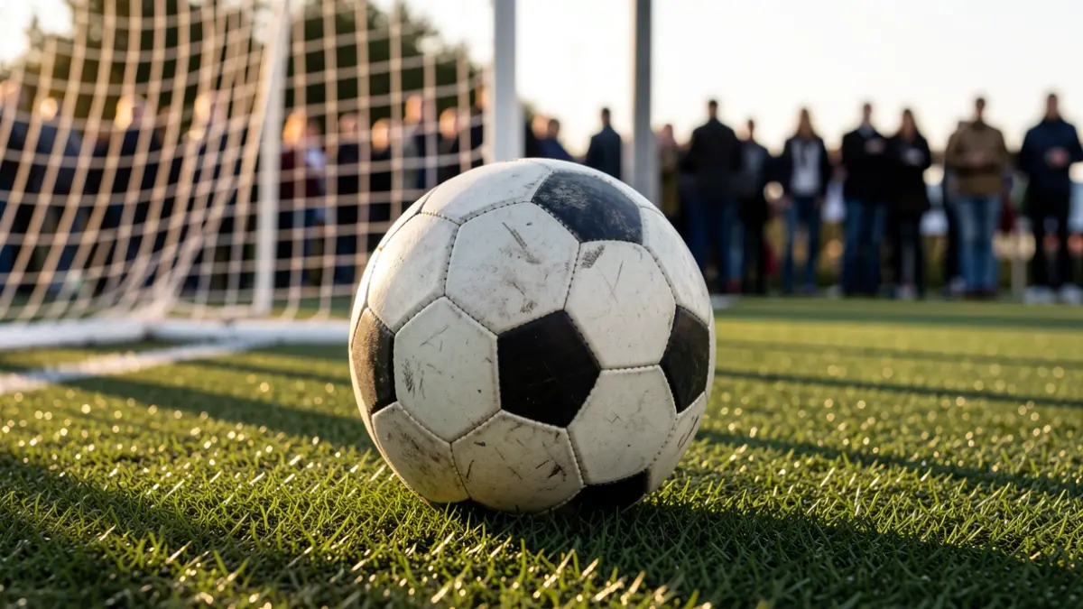 Imaxe xenérica dun balón de fútbol sobre céspede artificial.