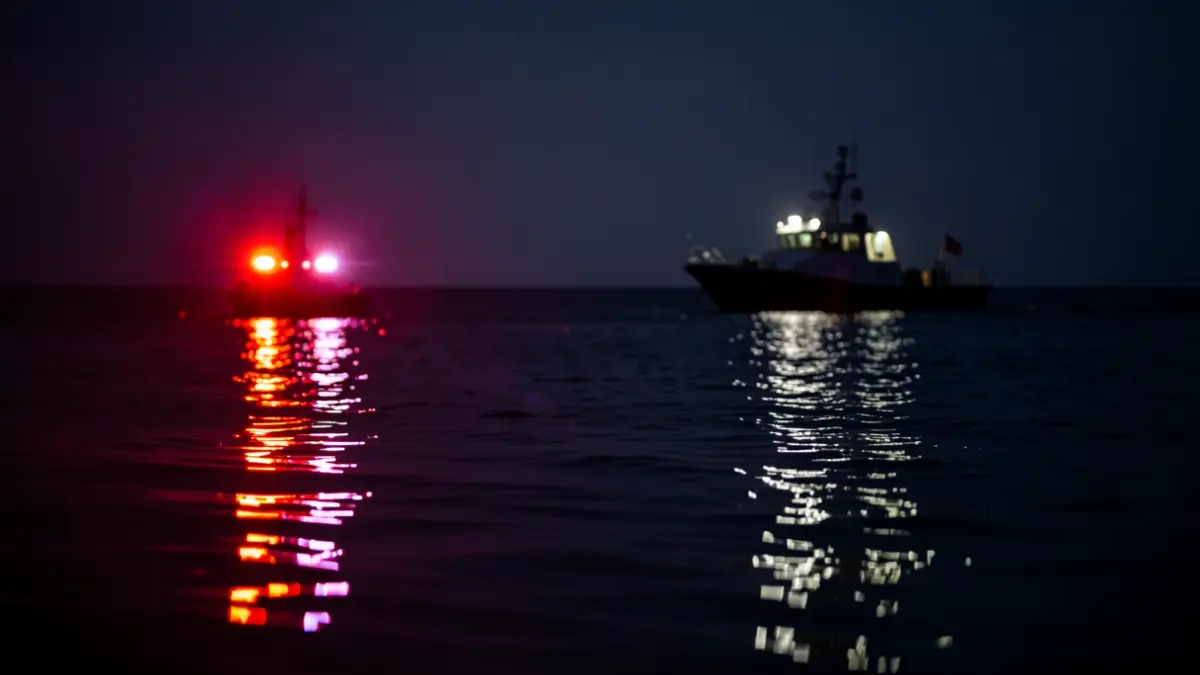 Imagen genérica de servicios de emergencia marítima durante la noche.