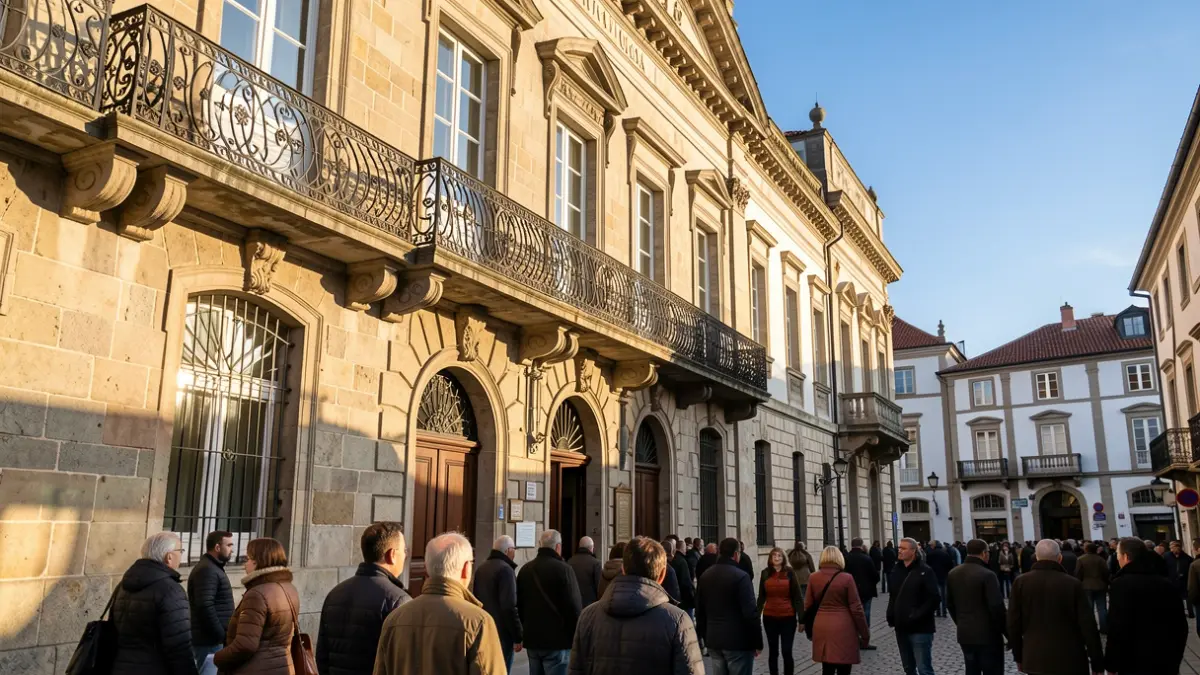 Fachada del ayuntamiento de Rianxo en una tarde soleada.