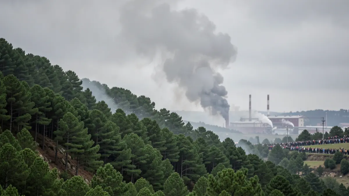 Imagen genérica de humo de un incendio en una zona forestal e industrial de Galicia.