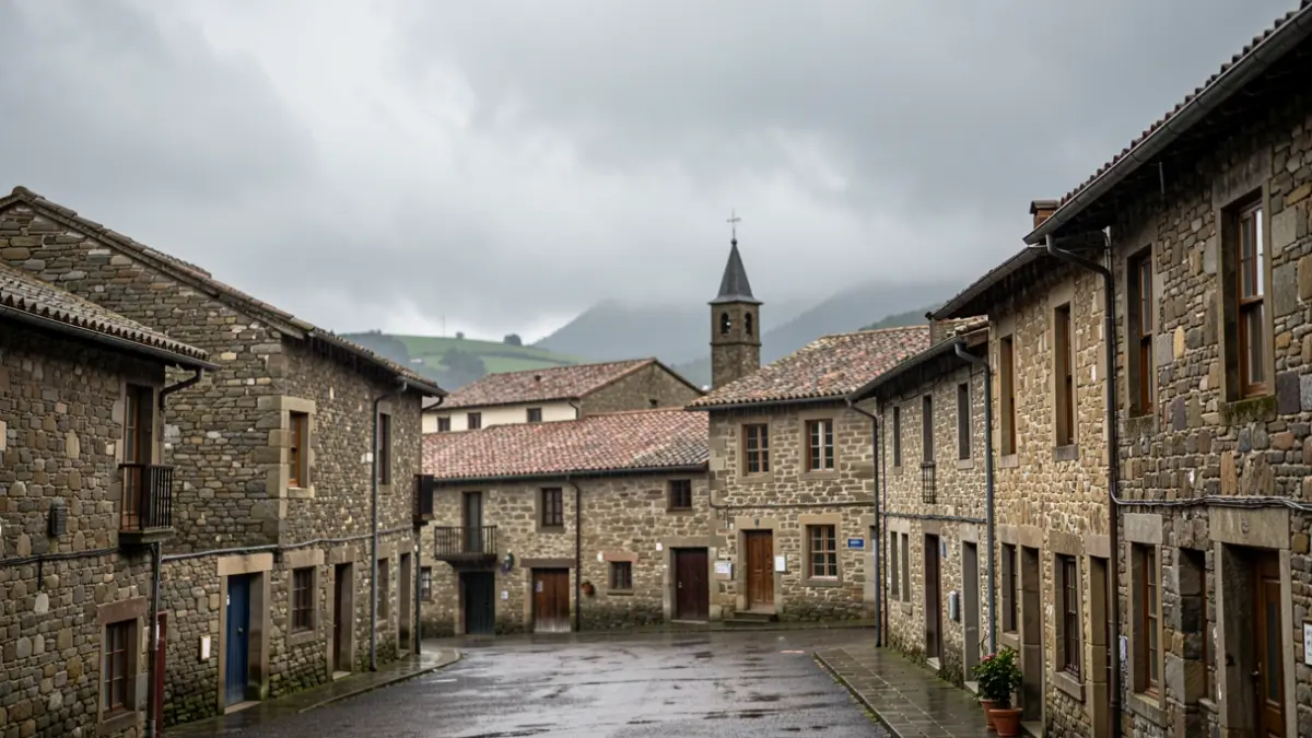 Imagen genérica de un cielo nublado sobre Pontedeume con indicación de lluvia.